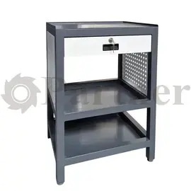 Partner TM-300, тумба металлическая 580х470х810 мм (ШхГхВ), 1 ящик, 2 полки, листы перфорации по бокам, грузоподъемность 300кг. - изображение 2 | Partner - заточные станки