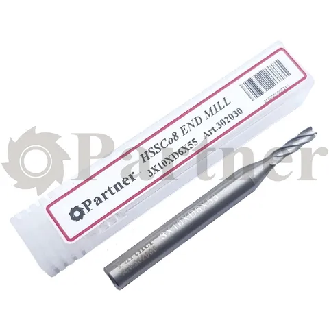 Partner Фреза концевая HSS-E, 3X10XD6X55мм, Z4 (Серия 302) - изображение 2 | Partner - заточные станки