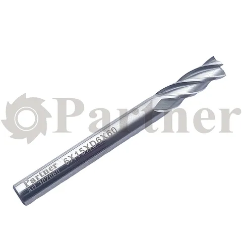 Partner Фреза концевая HSS-E, 6X15XD6X60мм, Z4 (Серия 302) - изображение 1 | Partner - заточные станки