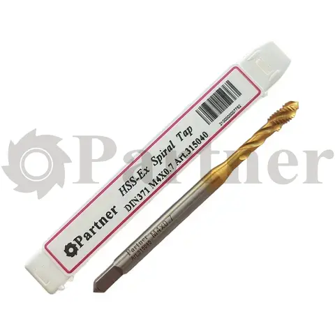 Метчик M4х0.7 Partner машинный HSSE, DIN371, TiN, для гл. отв., (Серия 315) - изображение 2 | Partner - заточные станки
