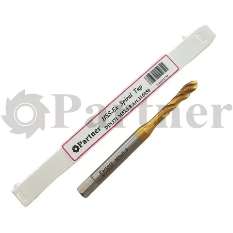 Метчик M5х0.8 Partner машинный HSSE, DIN371, TiN, для гл. отв., (Серия 315) - изображение 2 | Partner - заточные станки