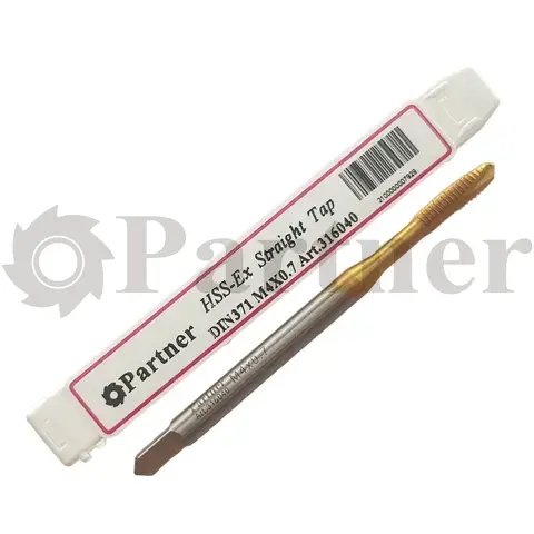 Метчик M4х0.7 Partner машинный HSSE, DIN371, для скв. отв.,, (Серия 316) - изображение 2 | Partner - заточные станки