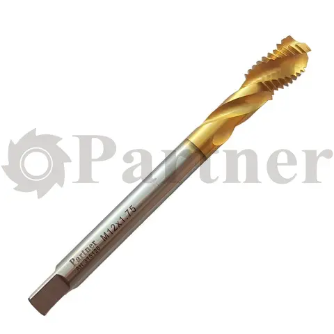 Метчик M12х1.5 Partner машинный HSSE, DIN376, TiN, для гл. отв., (Серия 315) - изображение 1 | Partner - заточные станки