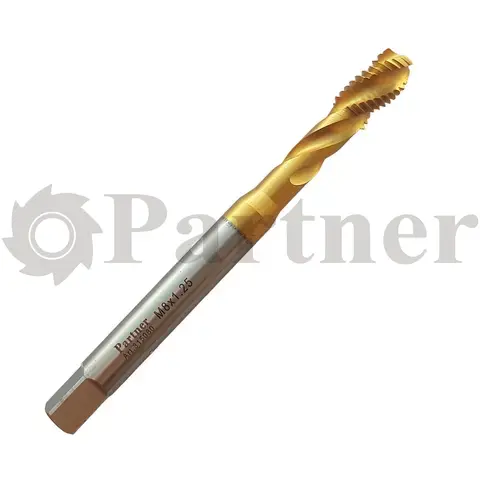 Метчик M8х0.75 Partner машинный HSSE, DIN371, TiN, для гл. отв., (Серия 315) - изображение 1 | Partner - заточные станки